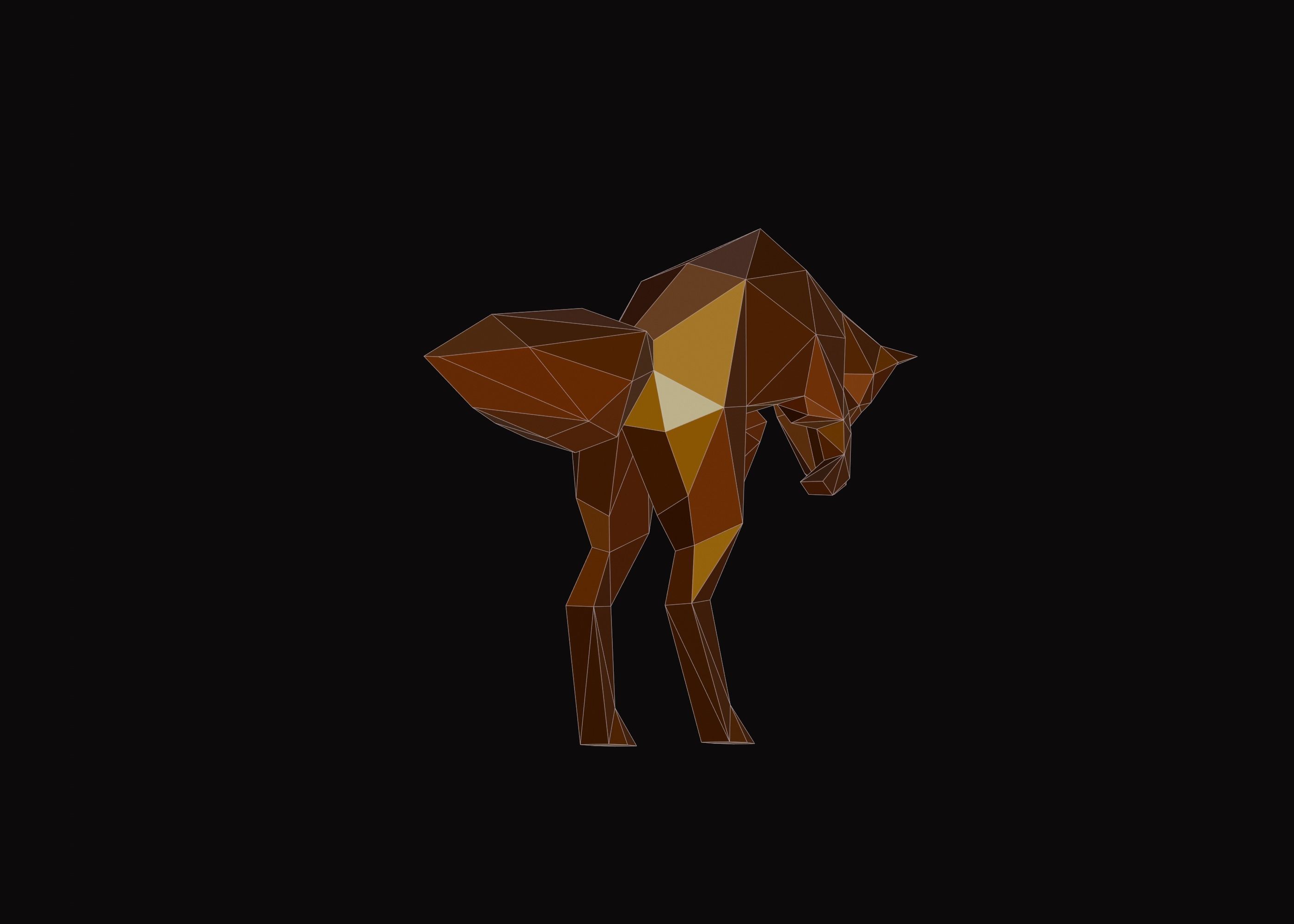 Polygonal Jumping Fox Low-poly 3D model_7