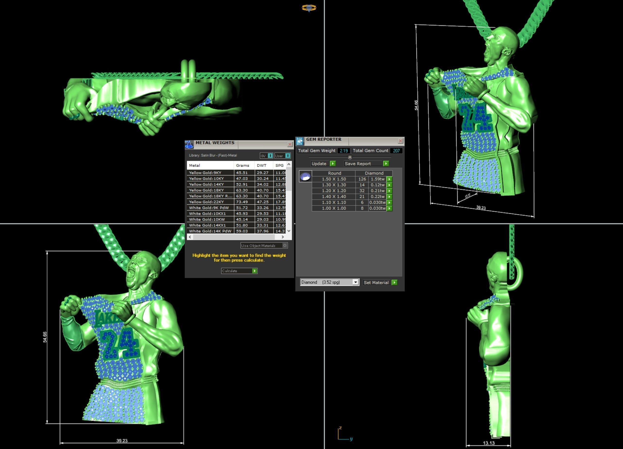 Black mamba Kobe Bryant  Icedout  Necklace 3D print model_1