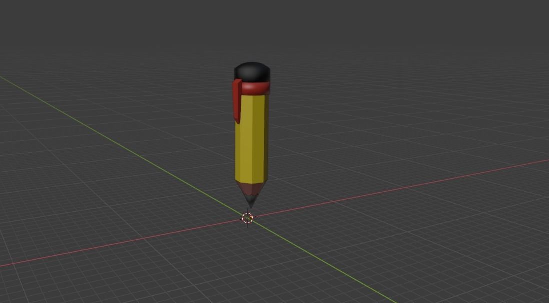 Low Poly Cartoon Pencil 3D model_2