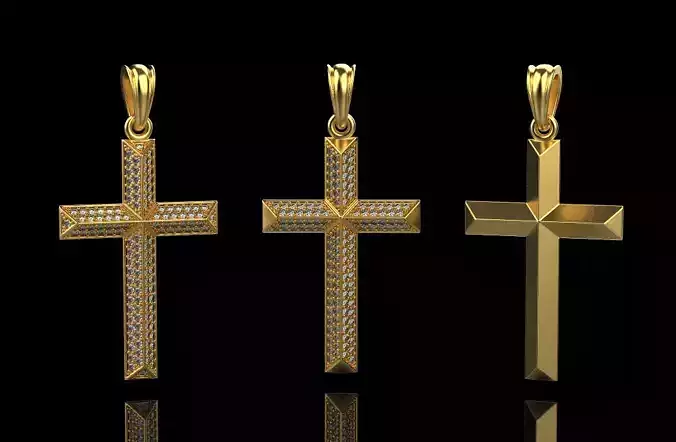 collection of gold crosses with diamonds and without diamonds