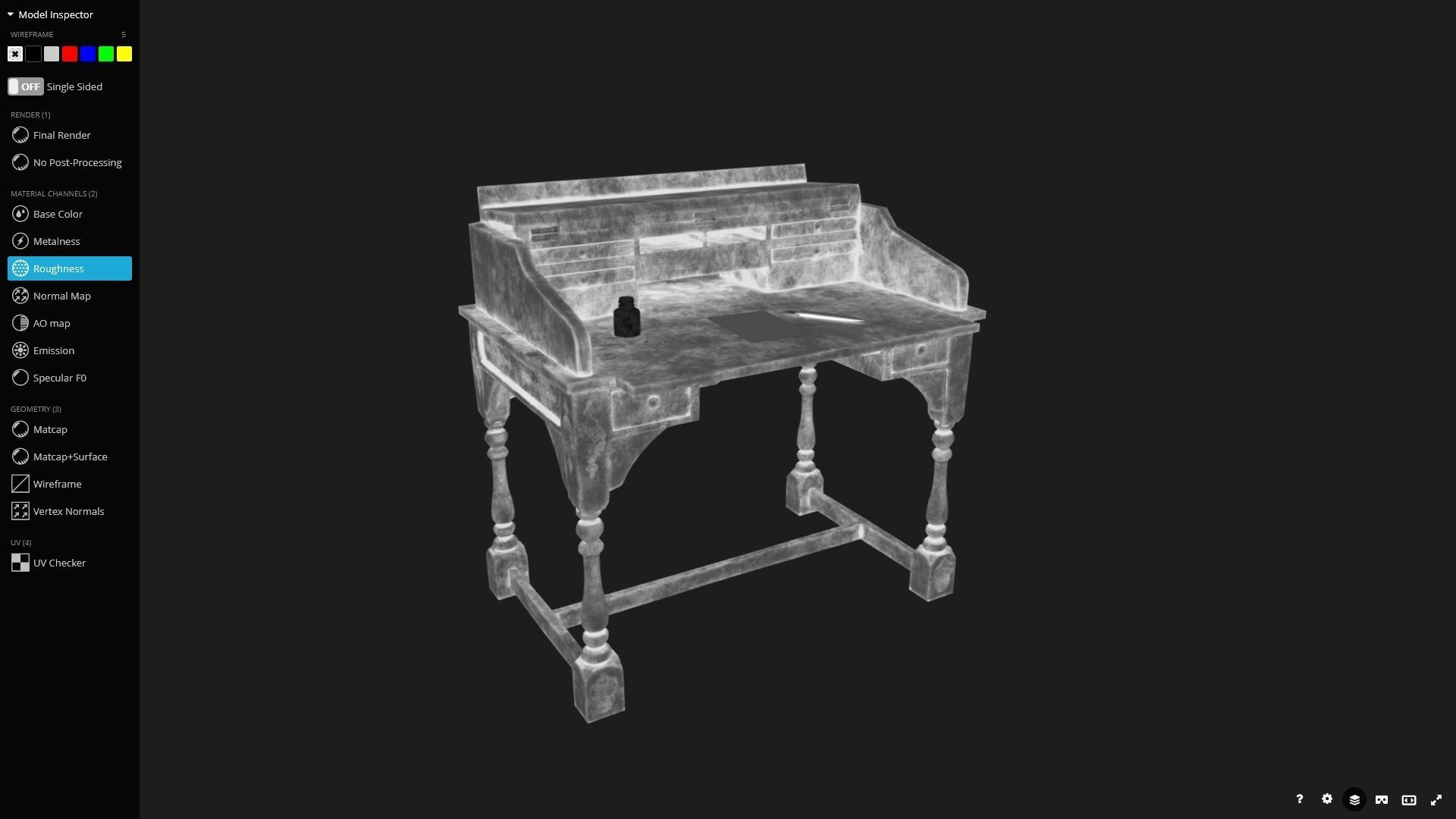 Old Writing Desk - Game Ready Low-poly 3D model_9