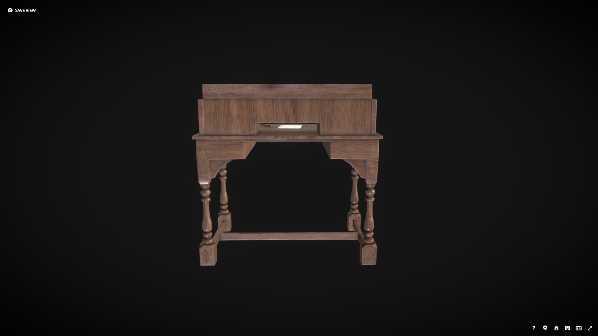 Old Writing Desk - Game Ready Low-poly 3D model_5