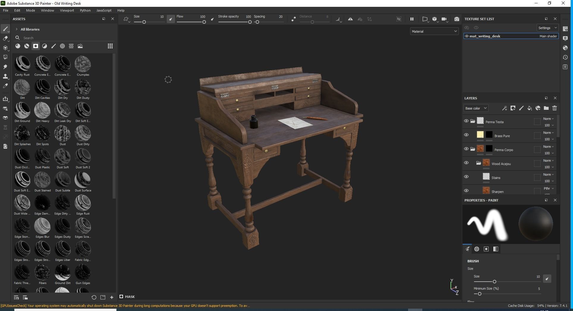 Old Writing Desk - Game Ready Low-poly 3D model_14