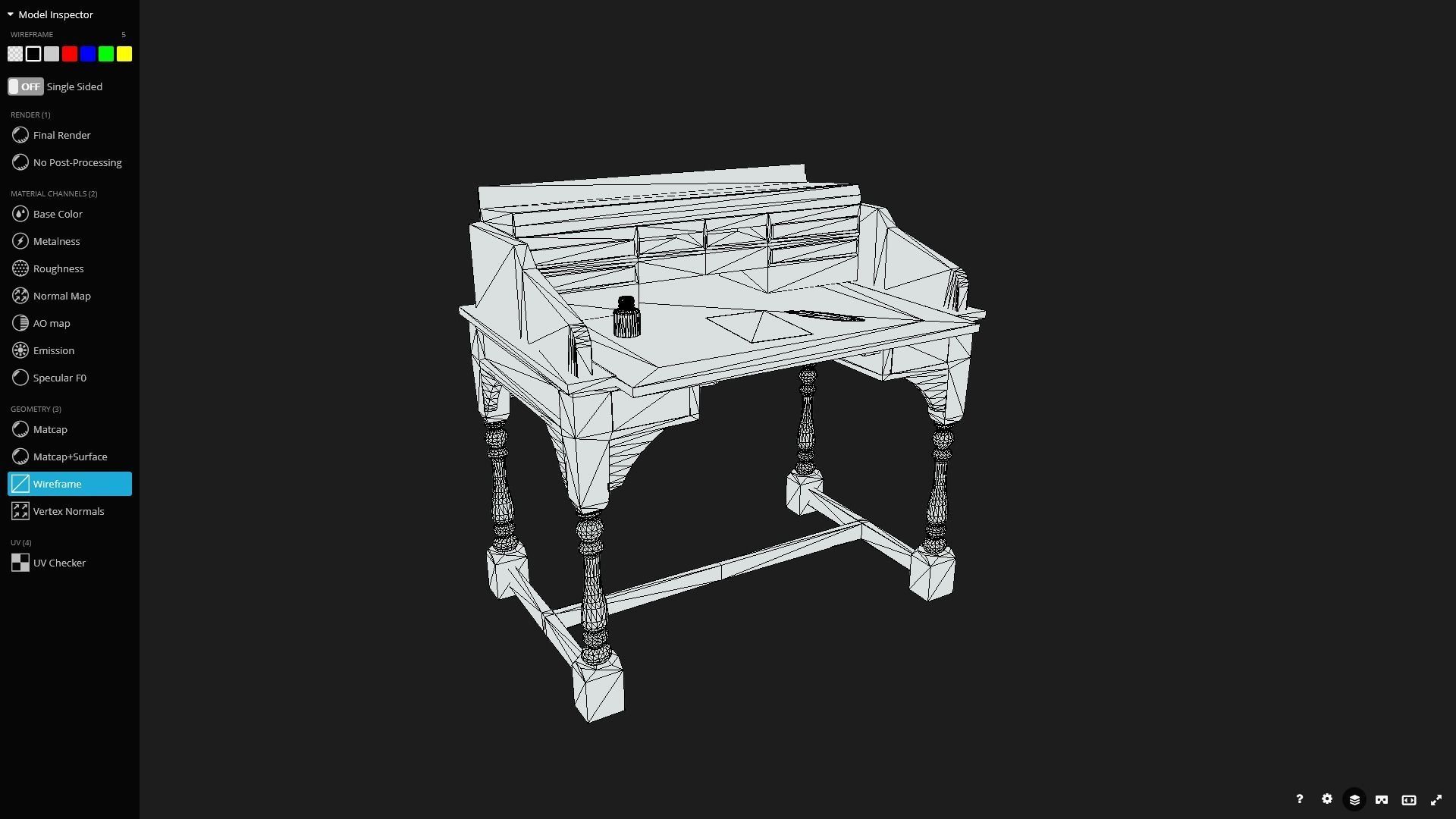 Old Writing Desk - Game Ready Low-poly 3D model_12