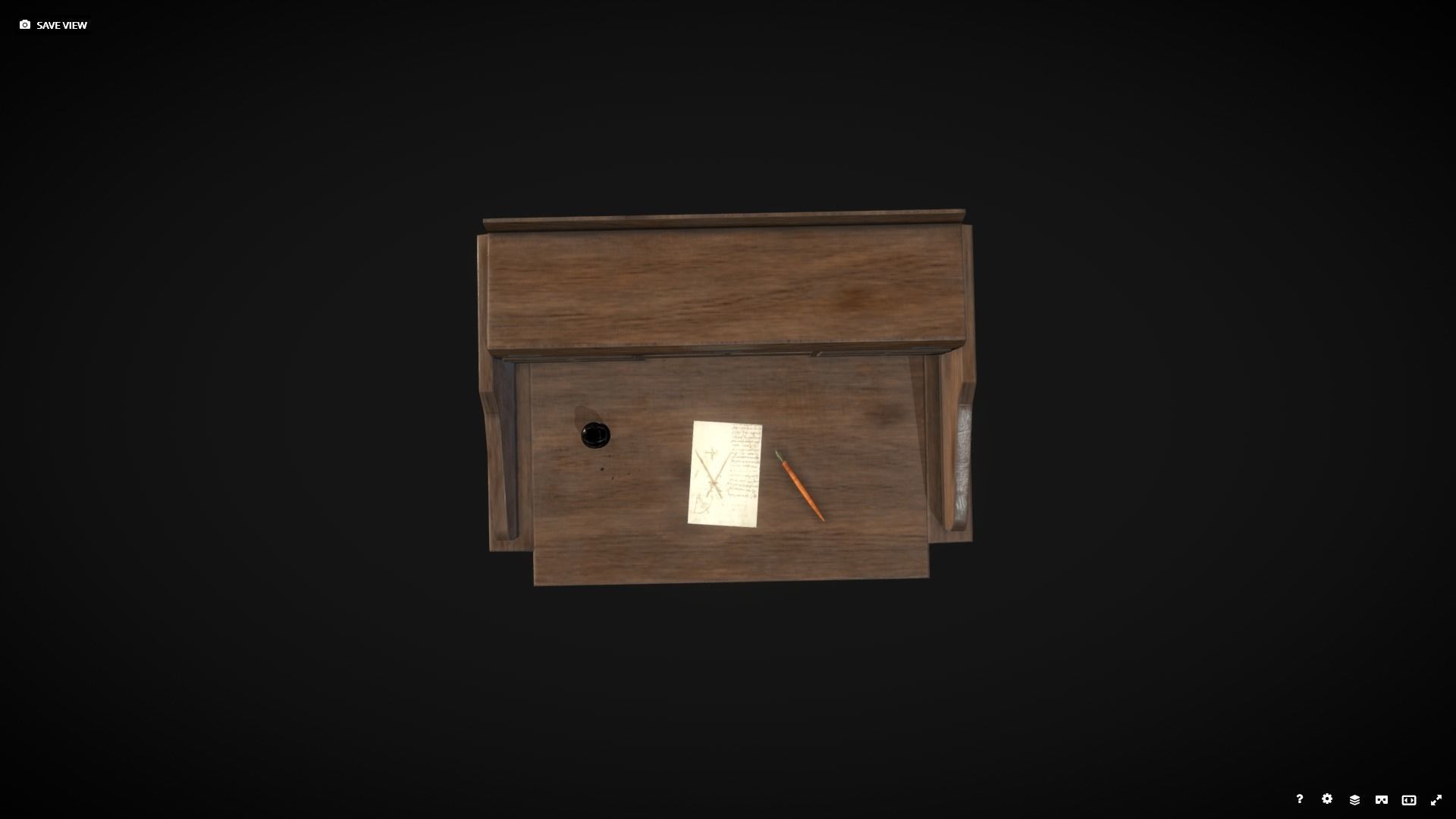 Old Writing Desk - Game Ready Low-poly 3D model_3