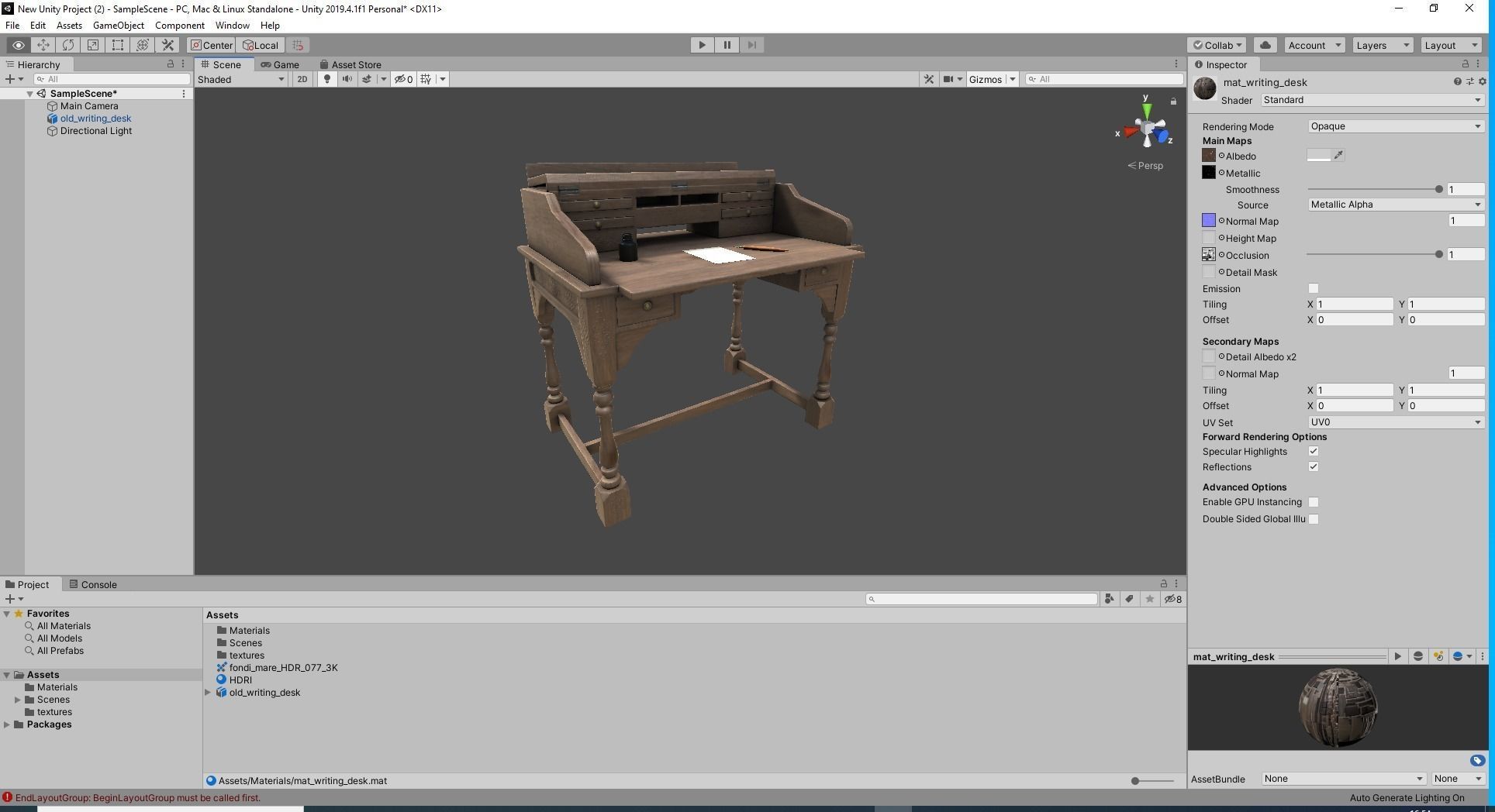 Old Writing Desk - Game Ready Low-poly 3D model_15