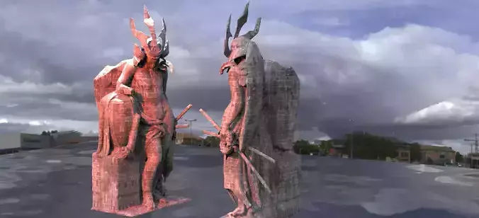 Samurai Tengu Warrior mirrored 3D