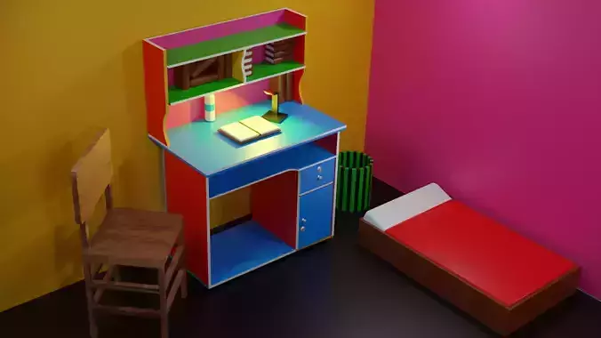 High Quality 3D Model Of a Reading Room Blender Stable Version Low-poly 3D model
