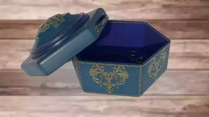Vintage retro jewelry box PBR low-poly 3D model