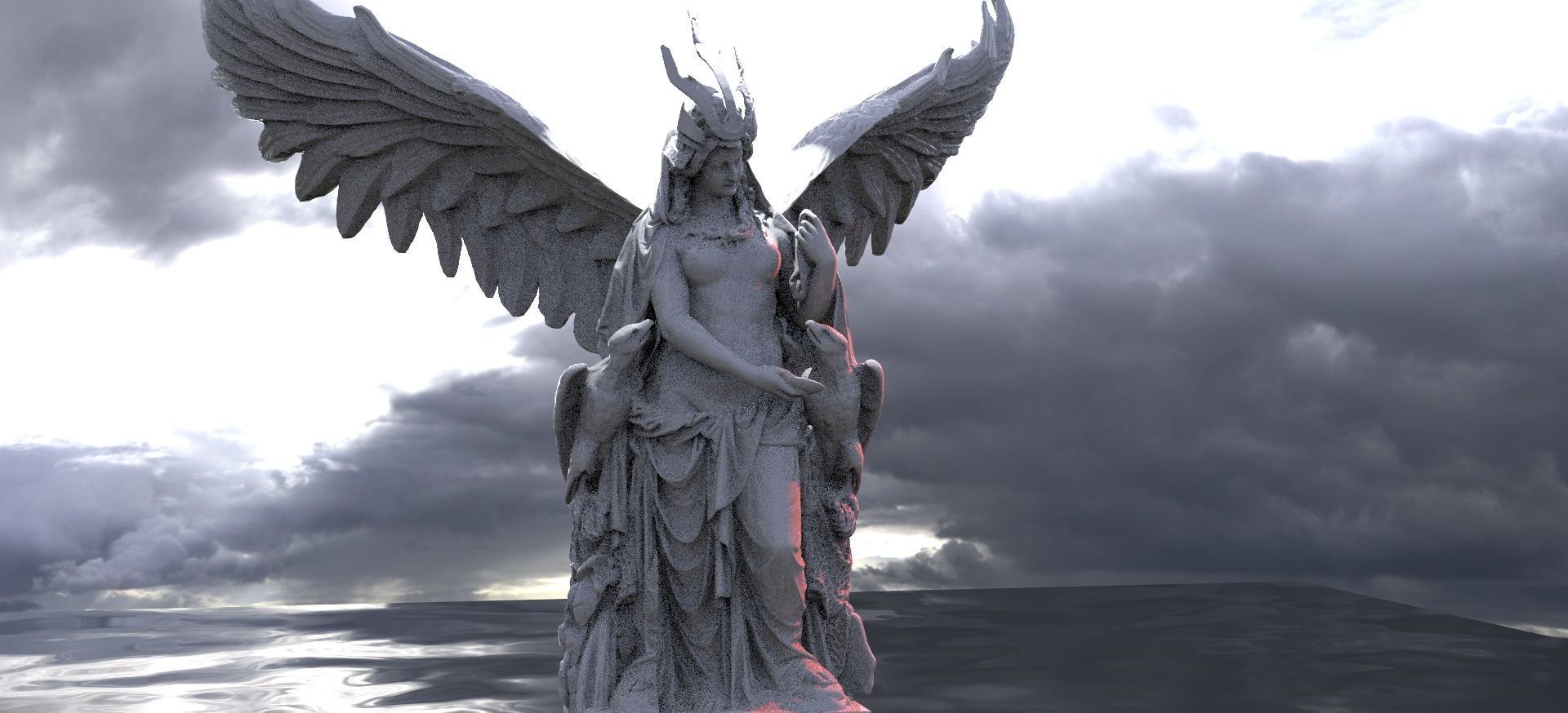 Master of Eagles Angelic statue 3D model_2