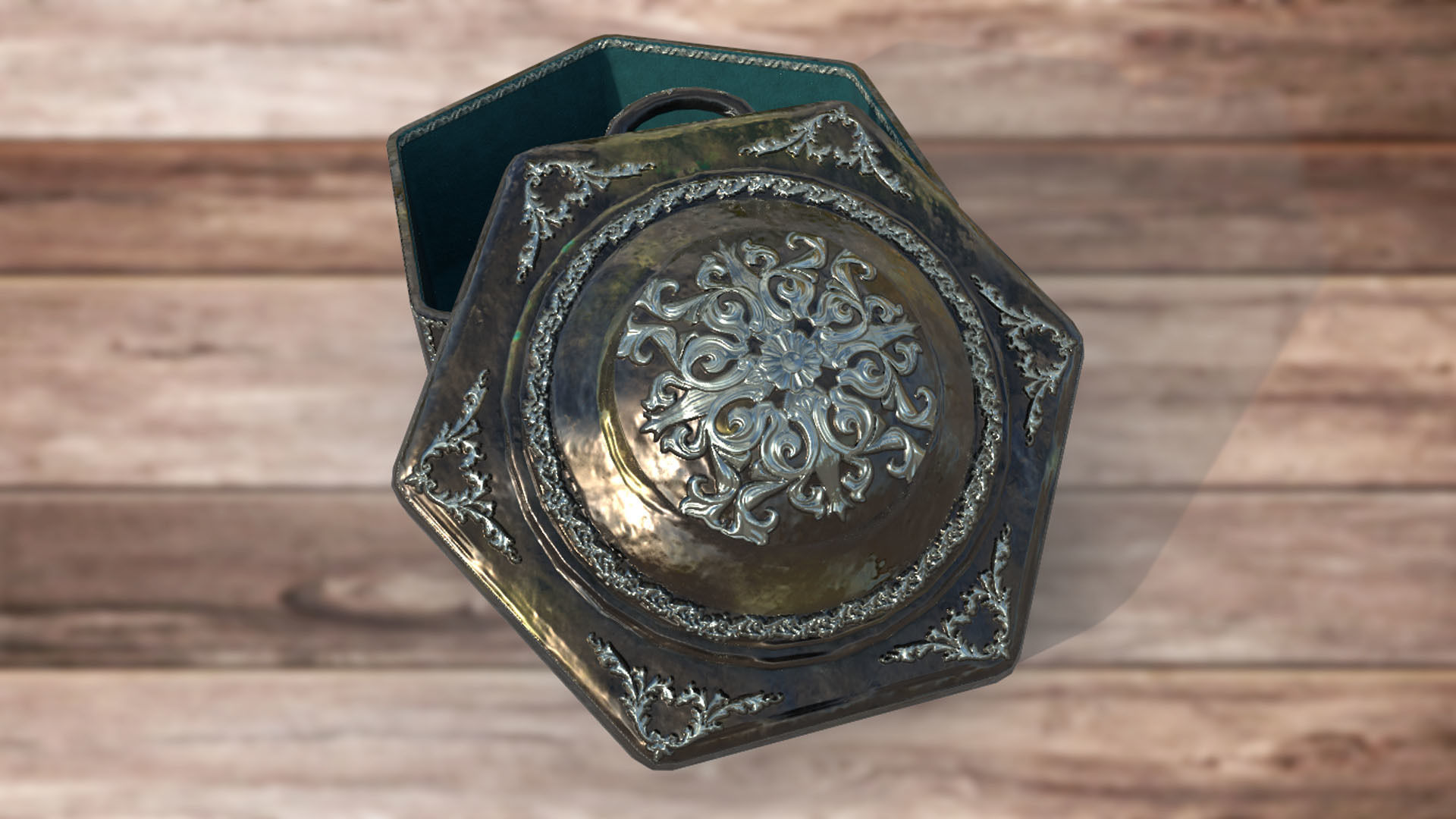 Vintage retro jewelry box PBR low-poly 3D model  Low-poly 3D model_3