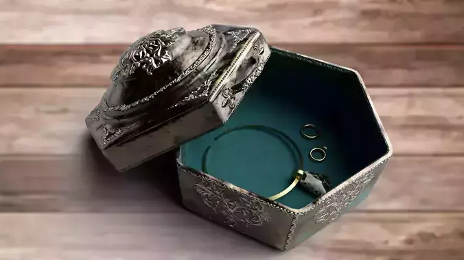 Vintage retro jewelry box PBR low-poly 3D model 
