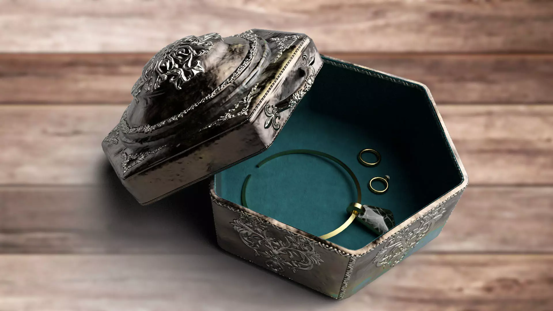 Vintage retro jewelry box PBR low-poly 3D model  Low-poly 3D model_0