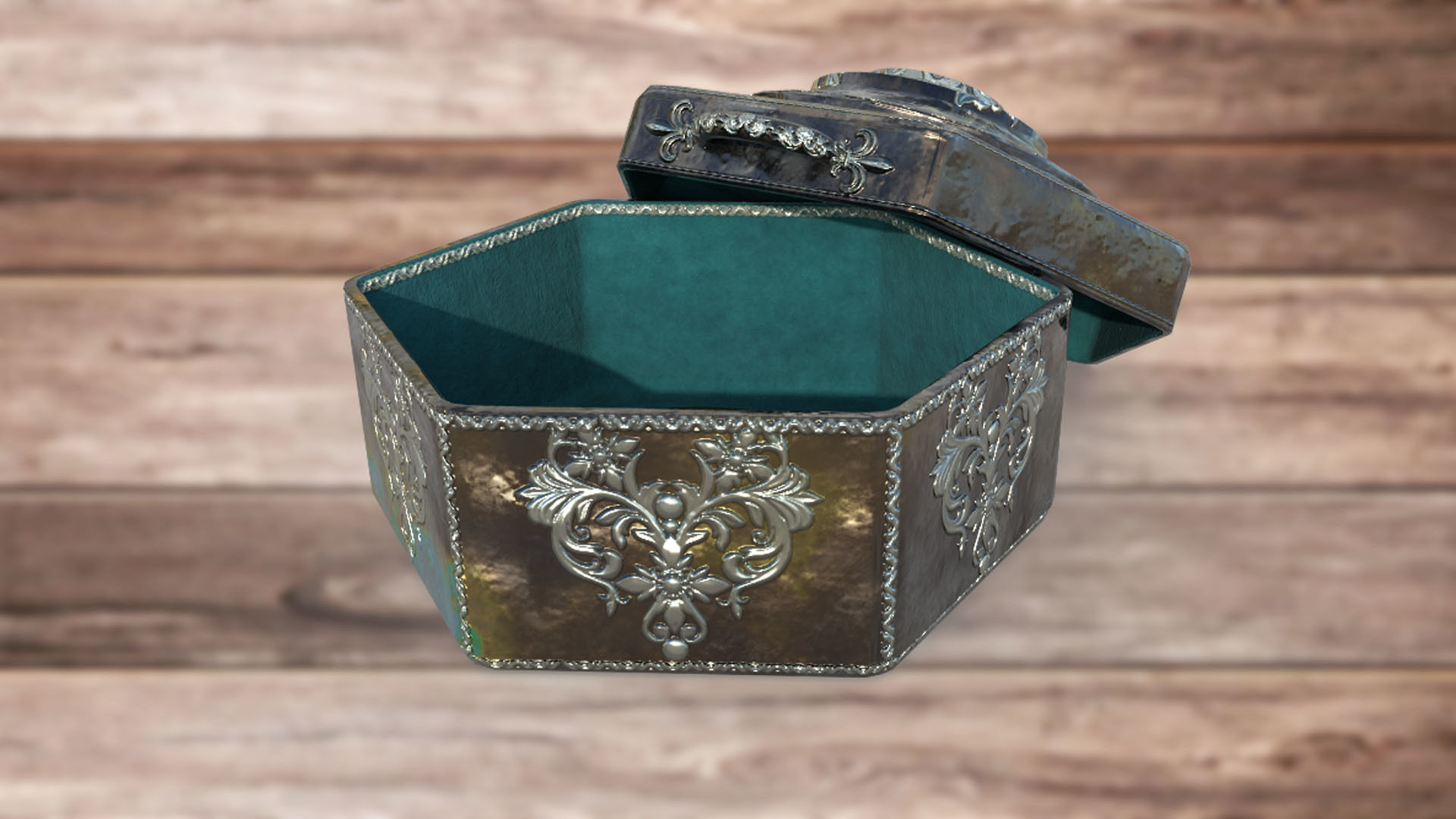 Vintage retro jewelry box PBR low-poly 3D model  Low-poly 3D model_1