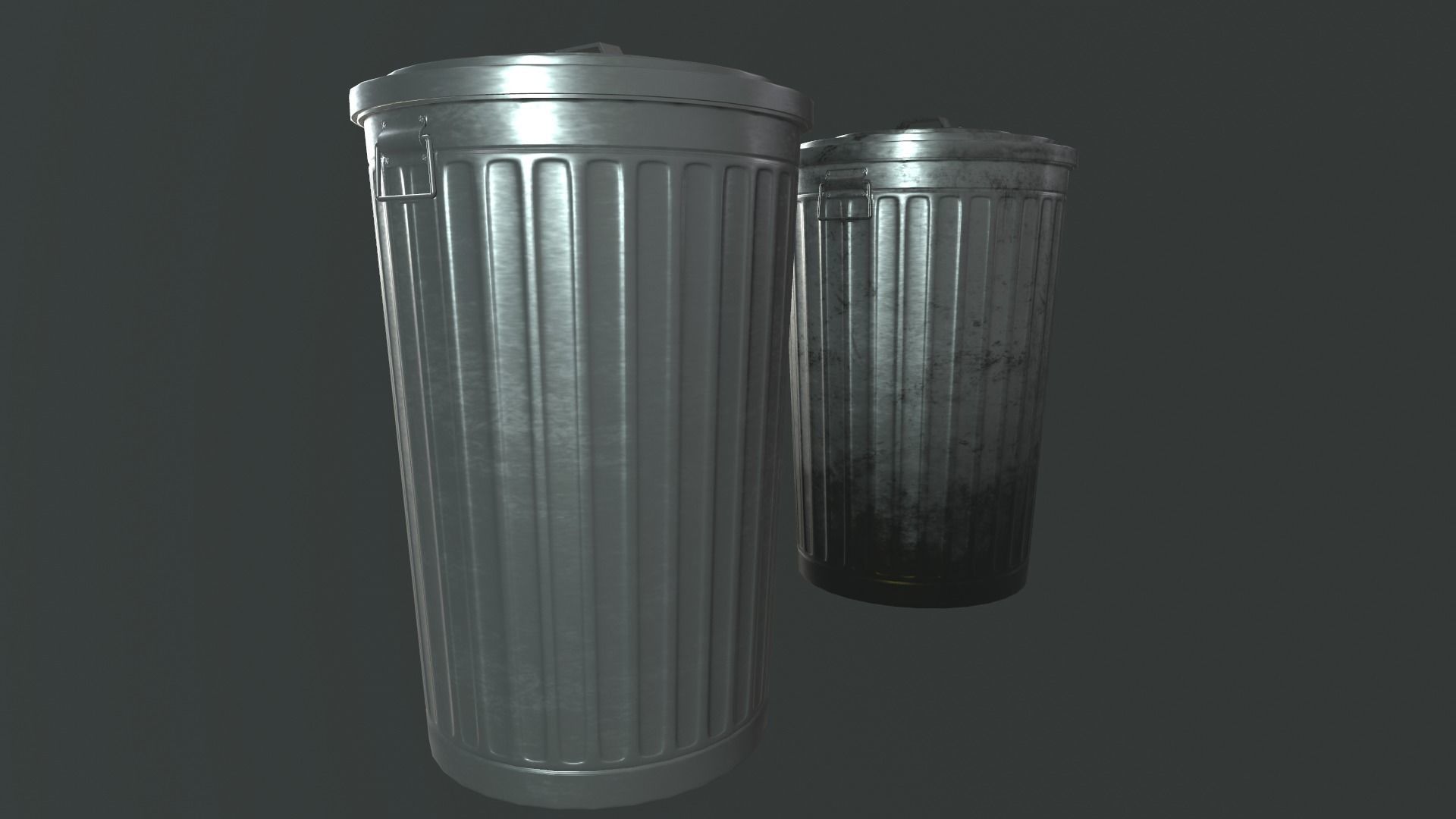 RecycleBin lowpoly trash cans Low-poly 3D model_6