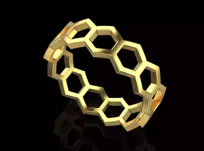 gold bee honeycomb ring