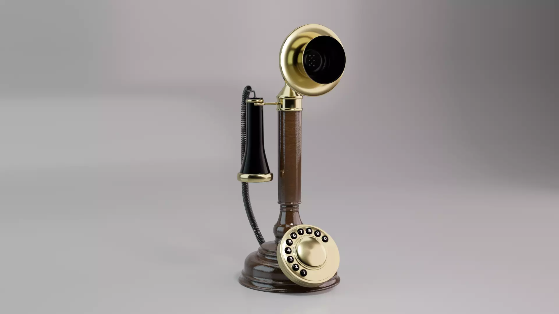 Old antique phone 3D model_0