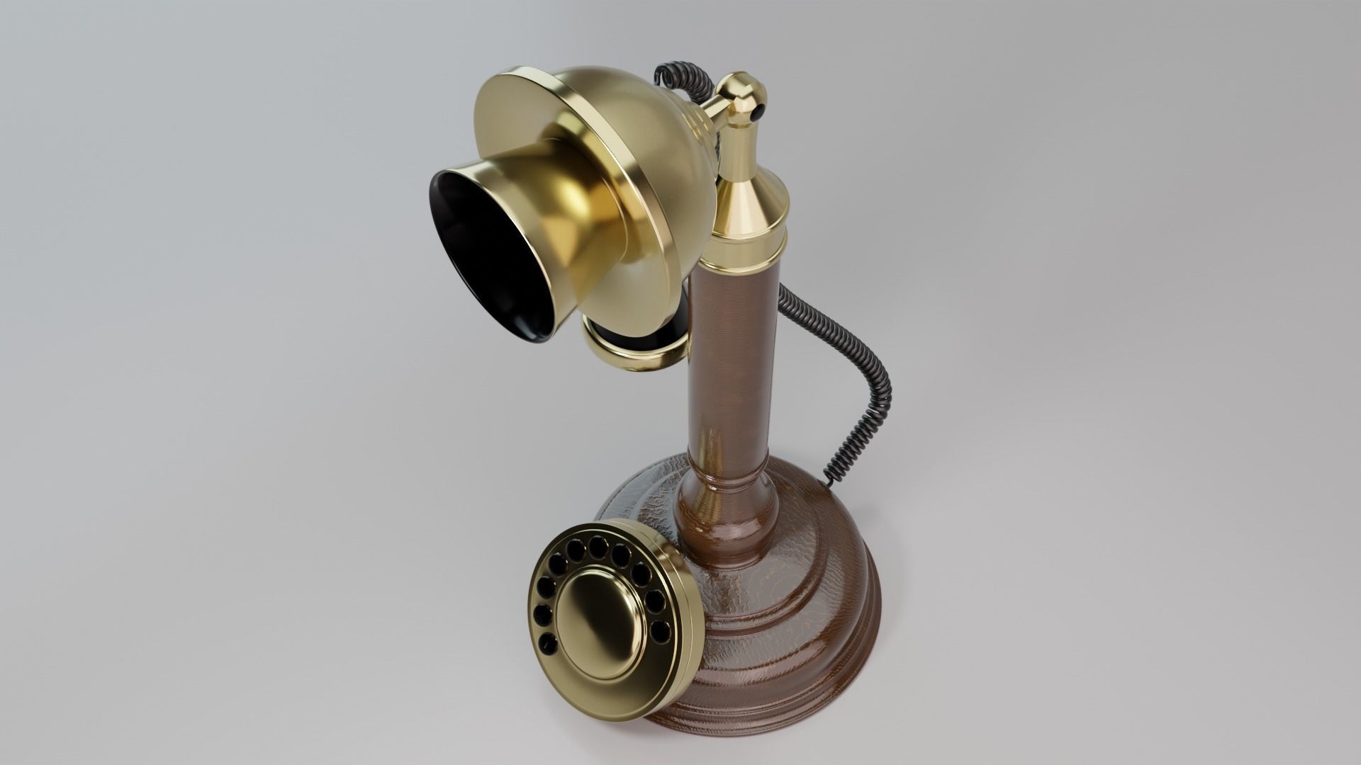 Old antique phone 3D model_2