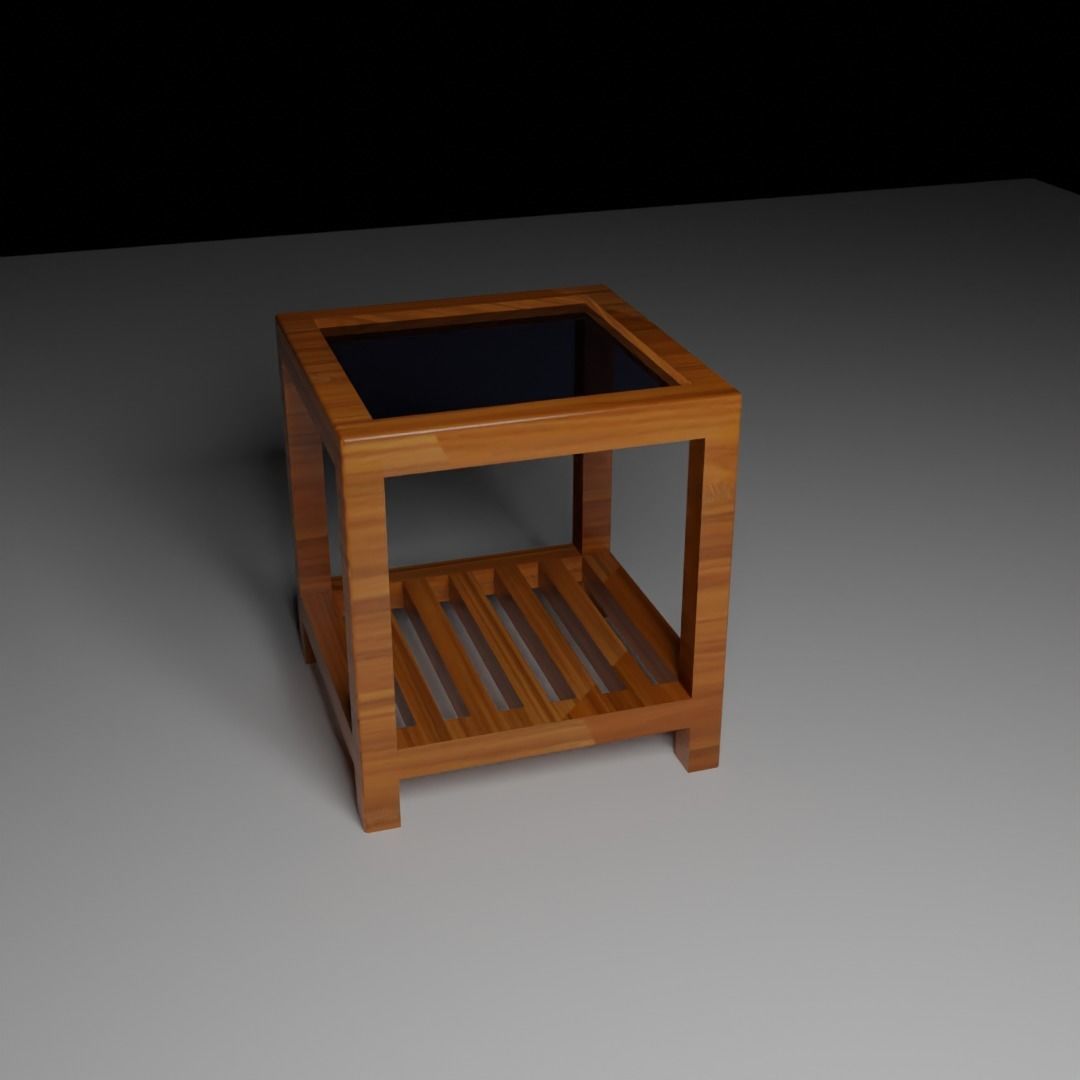 Wooden Small Table Low-poly 3D model_1