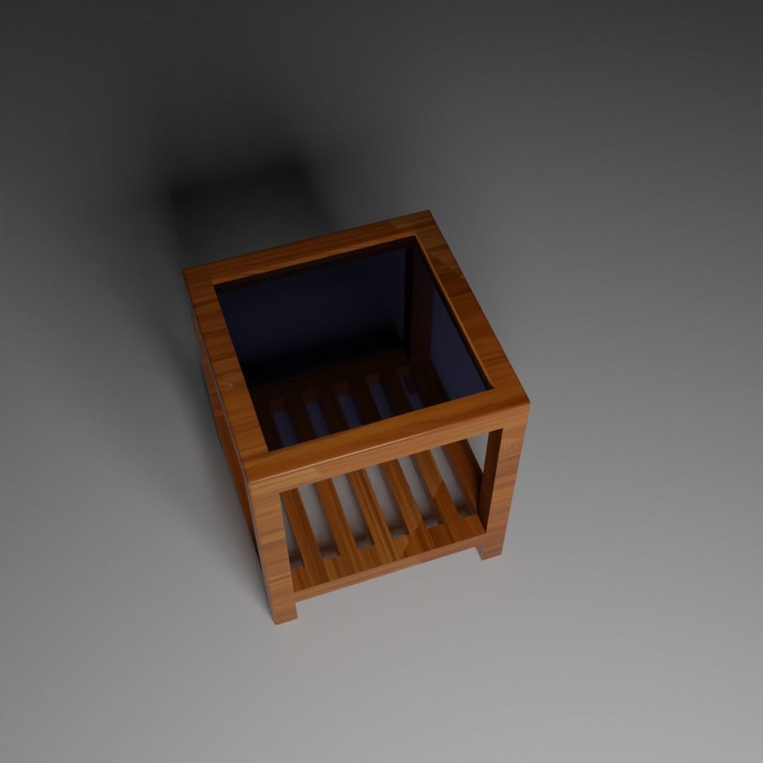 Wooden Small Table Low-poly 3D model_2