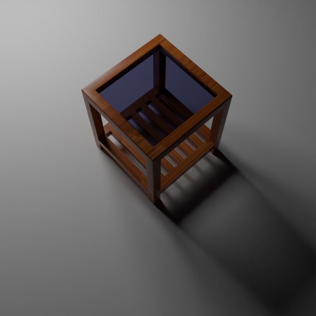Wooden Small Table Low-poly 3D model_3