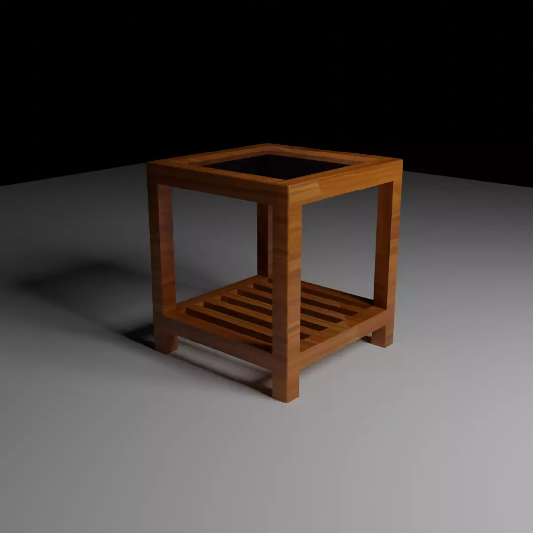 Wooden Small Table Low-poly 3D model_0