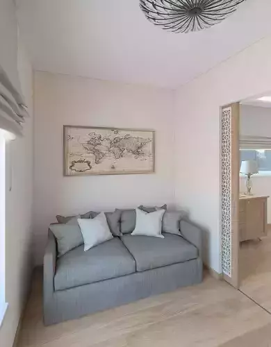 Work room with sliding doors