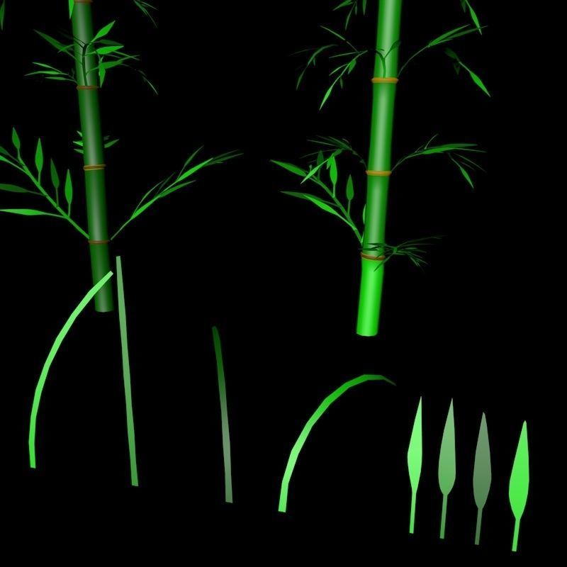 Bamboo Low-poly 3D model_12