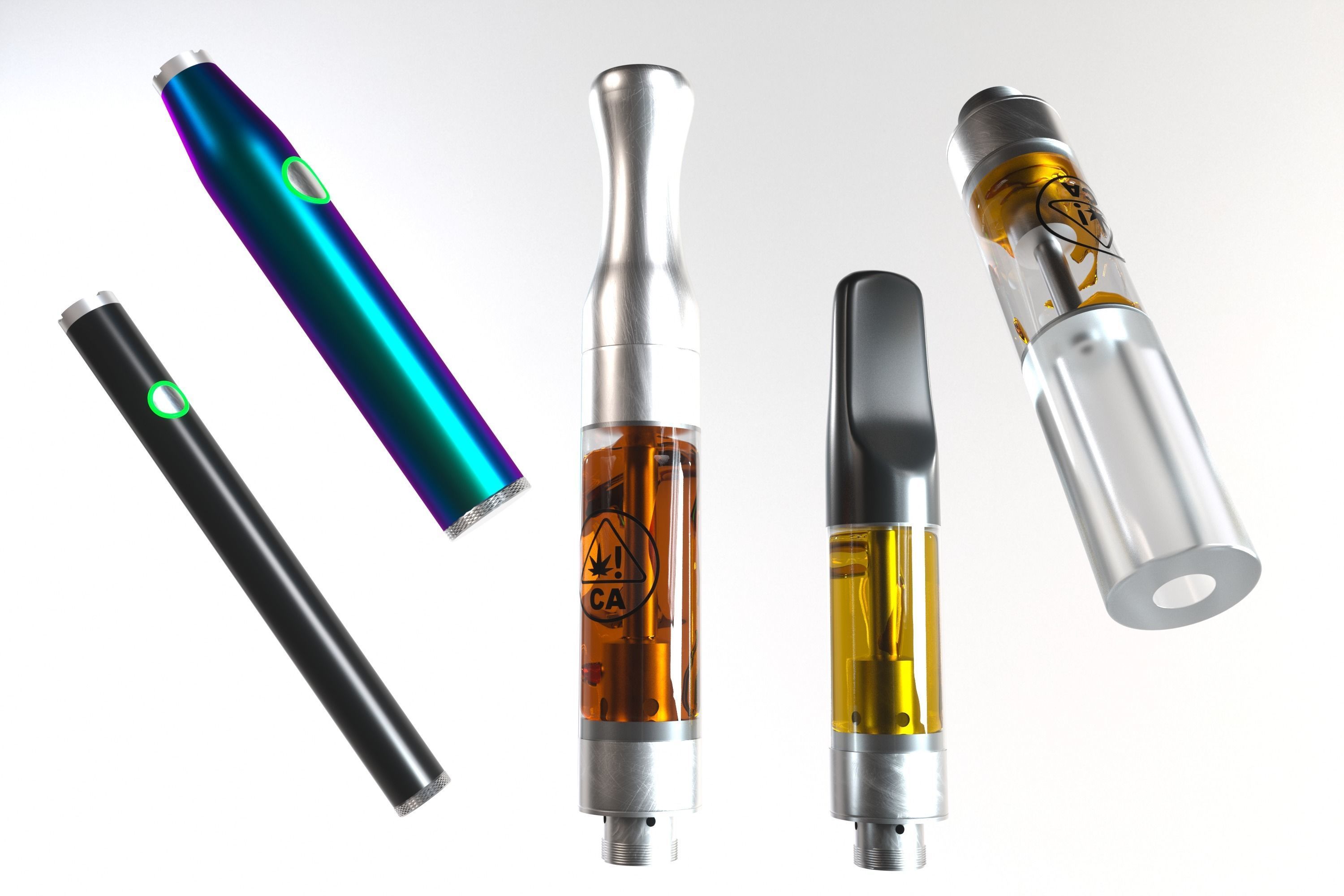 Vape Cartridge Oil and Pen Battery COMBO THC CBD Vaporizer Cart Low-poly 3D model_8