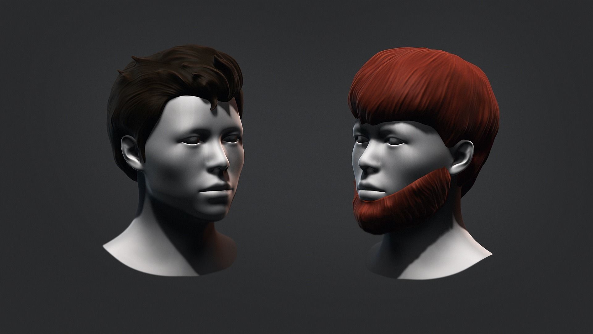Hair - Low Poly Hairstyle Kitbashes 3D Model Collection_4