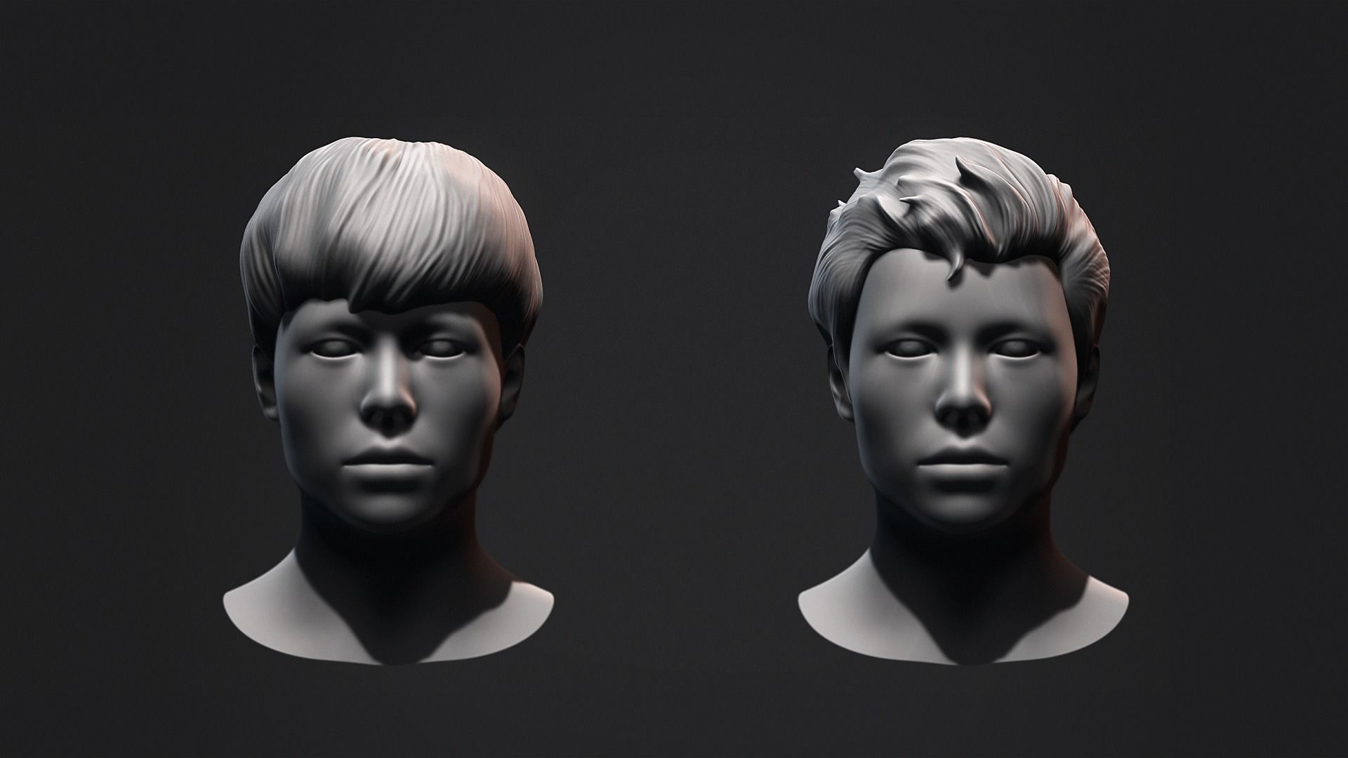 Hair - Low Poly Hairstyle Kitbashes 3D Model Collection_13