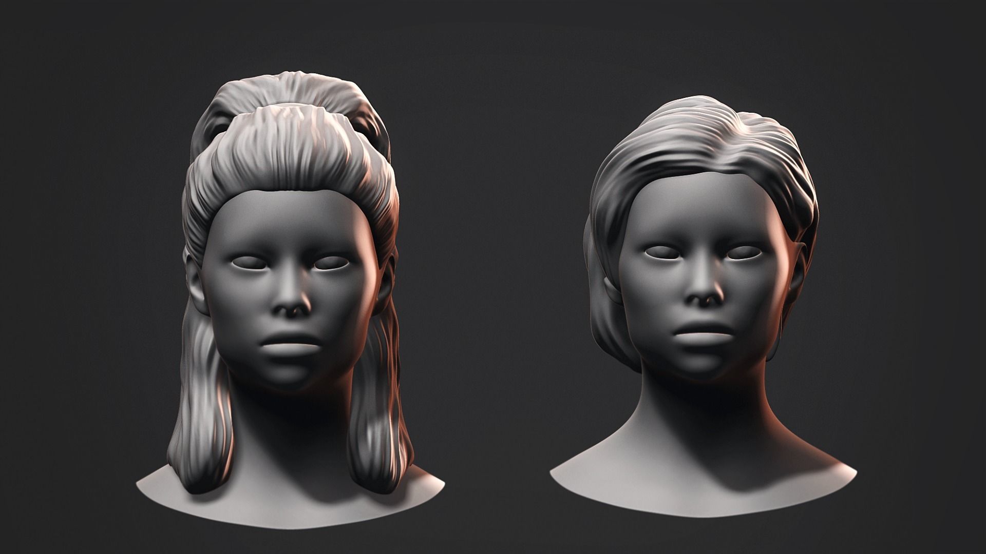 Hair - Low Poly Hairstyle Kitbashes 3D Model Collection_20