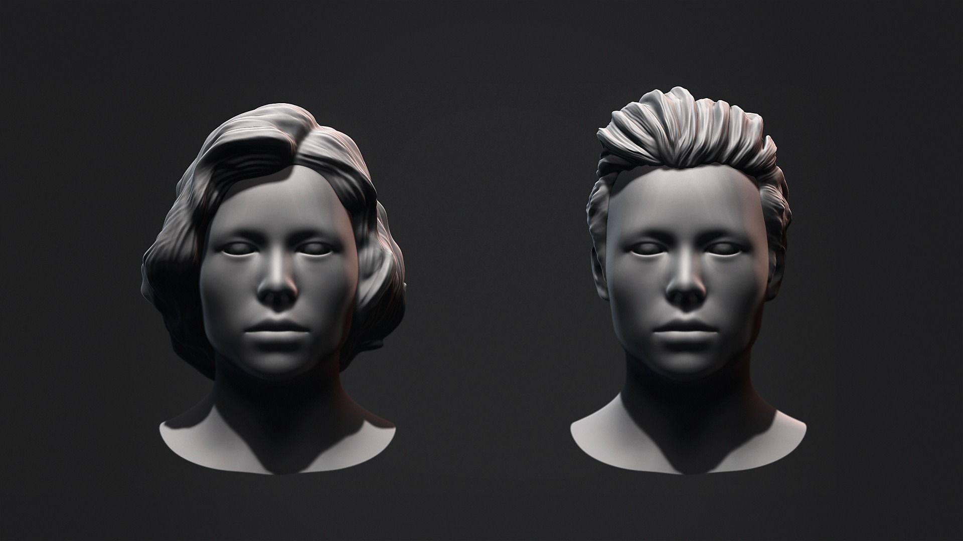 Hair - Low Poly Hairstyle Kitbashes 3D Model Collection_14