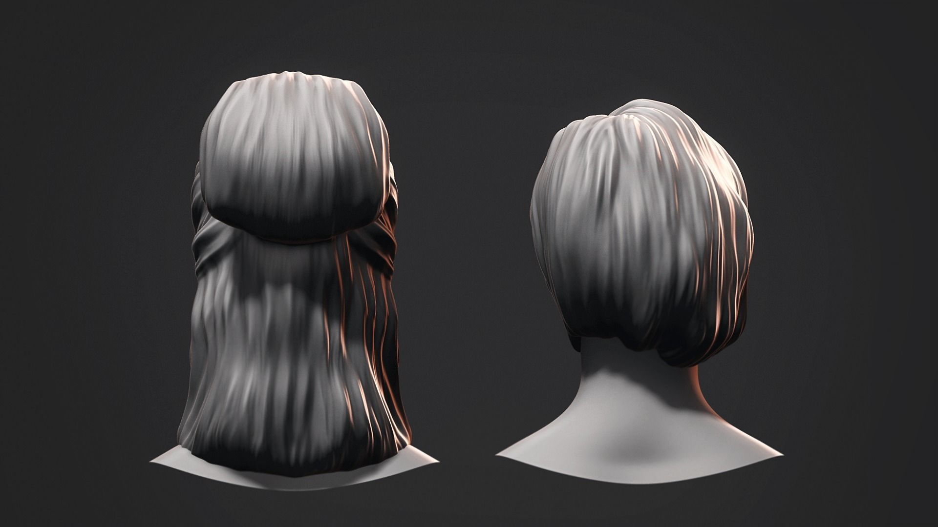 Hair - Low Poly Hairstyle Kitbashes 3D Model Collection_21