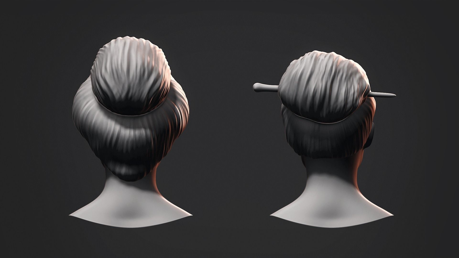 Hair - Low Poly Hairstyle Kitbashes 3D Model Collection_17