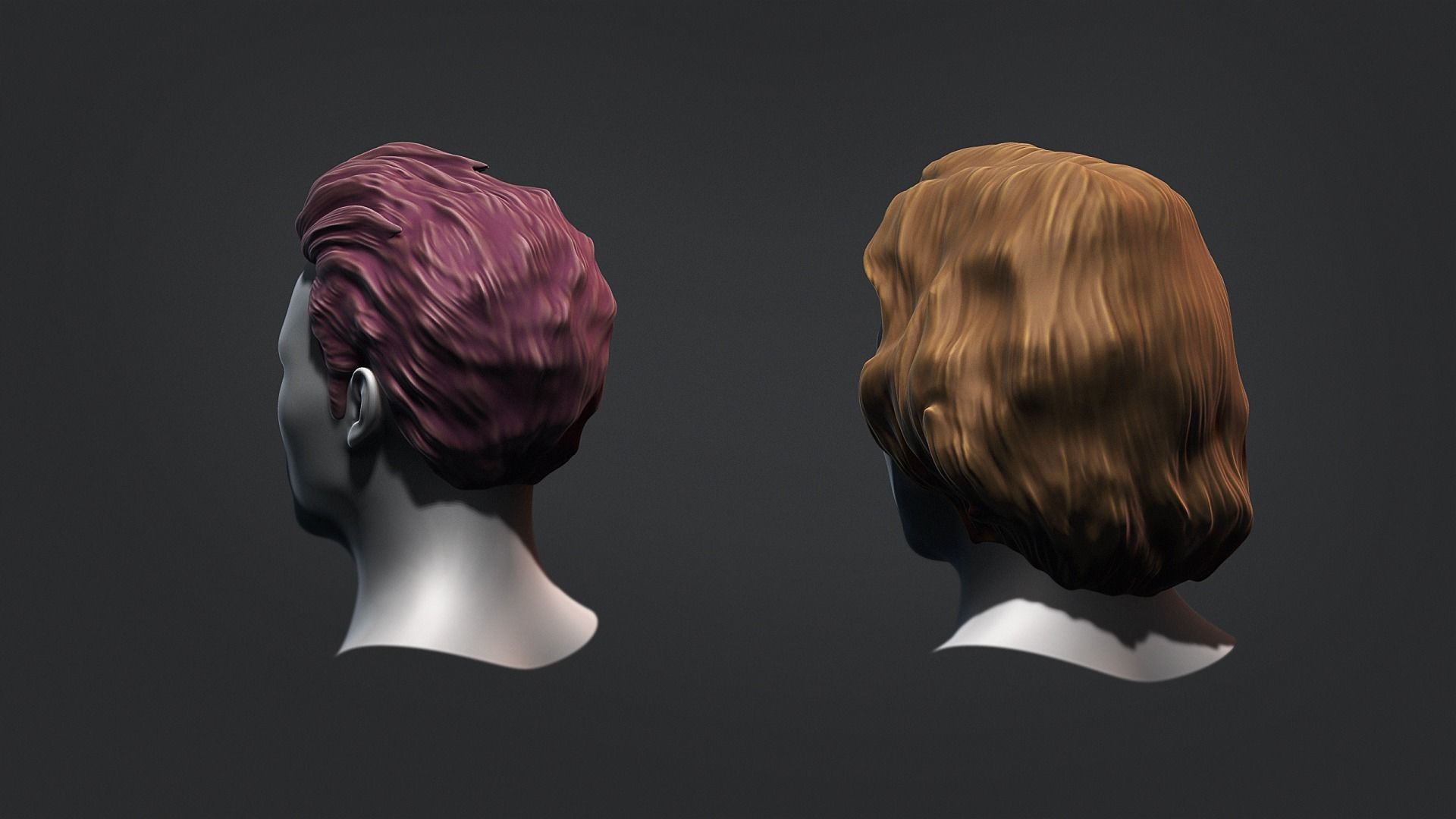 Hair - Low Poly Hairstyle Kitbashes 3D Model Collection_5