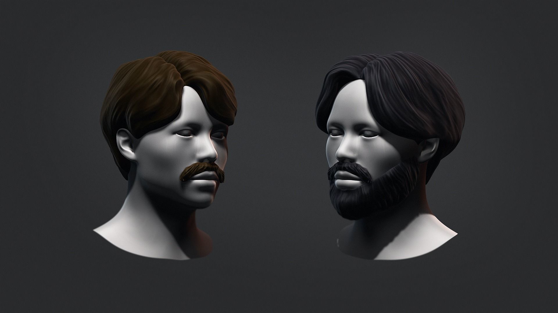 Hair - Low Poly Hairstyle Kitbashes 3D Model Collection_3