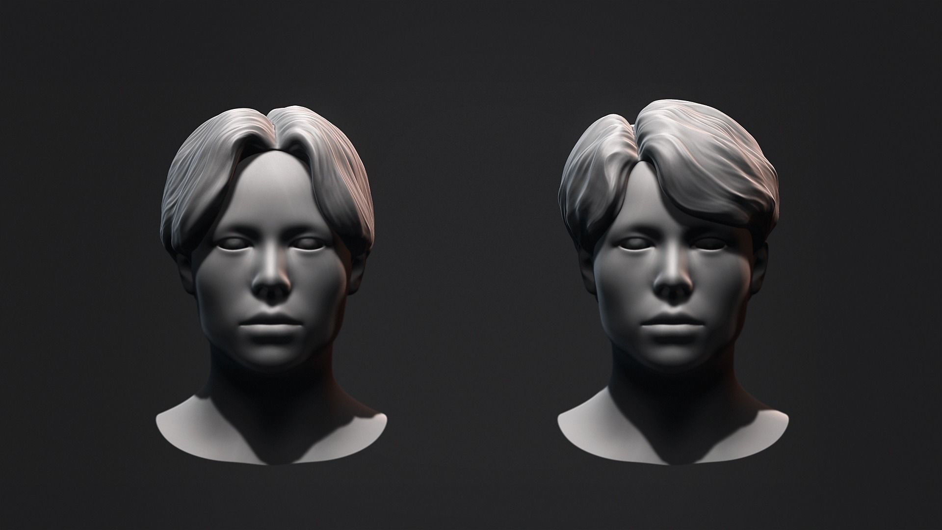 Hair - Low Poly Hairstyle Kitbashes 3D Model Collection_12