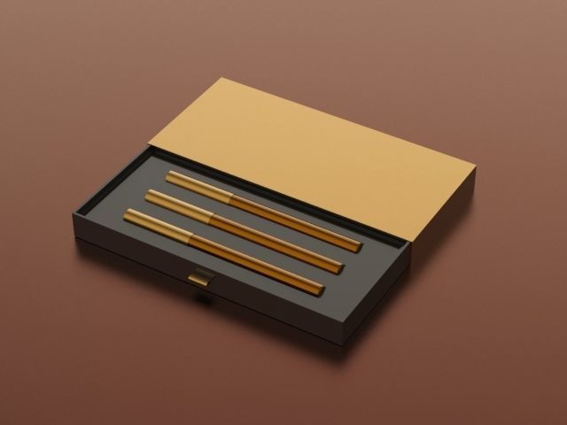 Cosmetic Pencil Set In Box 3D model_3