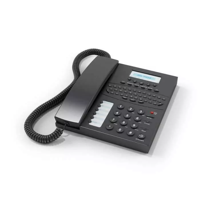 Black Office Phone 3D model_0