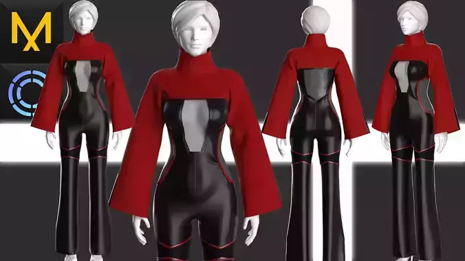 Cyberpunk Outfit Female OBJ mtl FBX ZPRJ