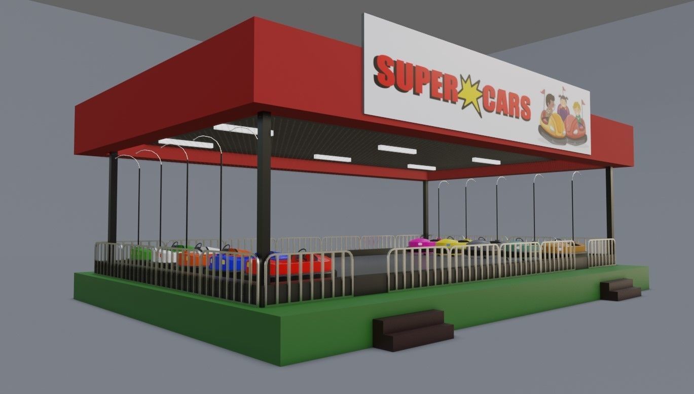Beat Cart - Amusement Park - Parque de Diversoes Low-poly 3D model_13