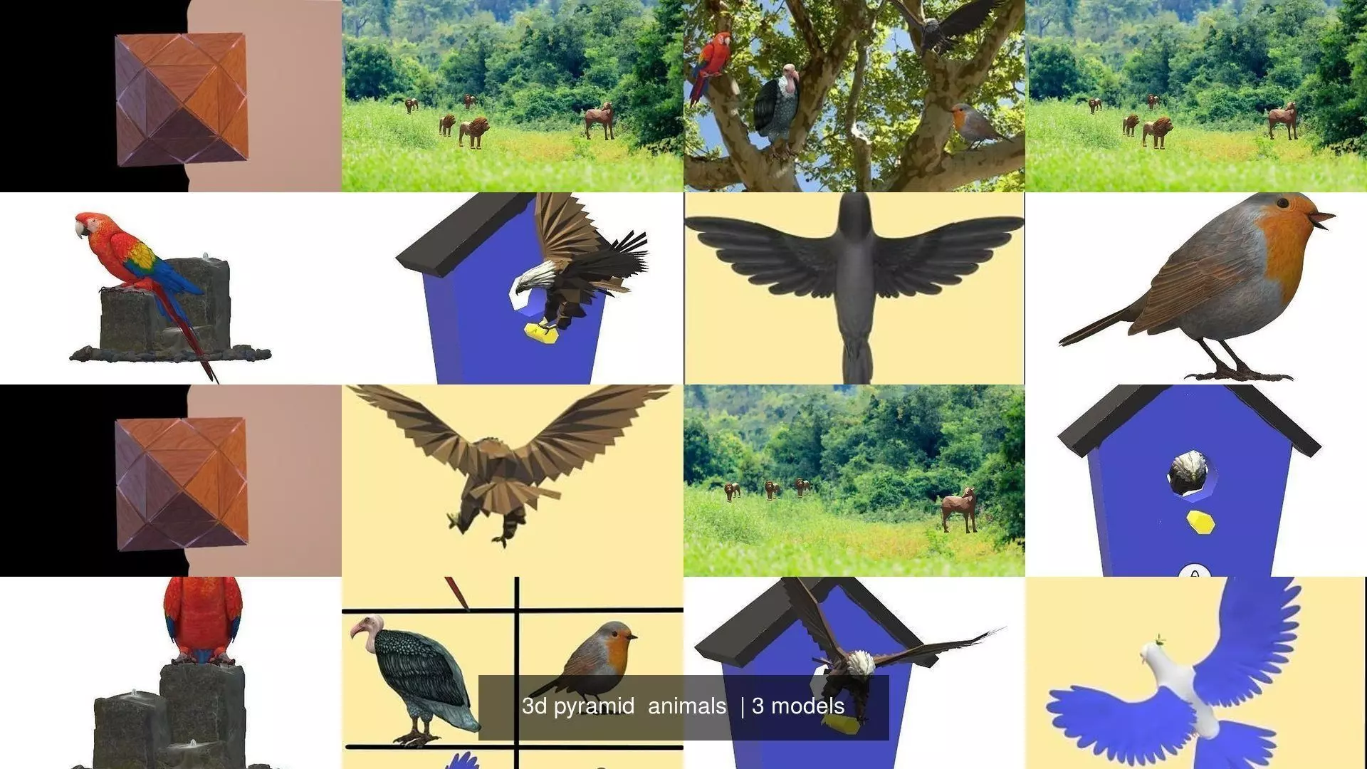 3d pyramid  animals  3D Model Collection_0