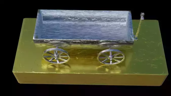 statuette of a metal wagon Low-poly 3D model