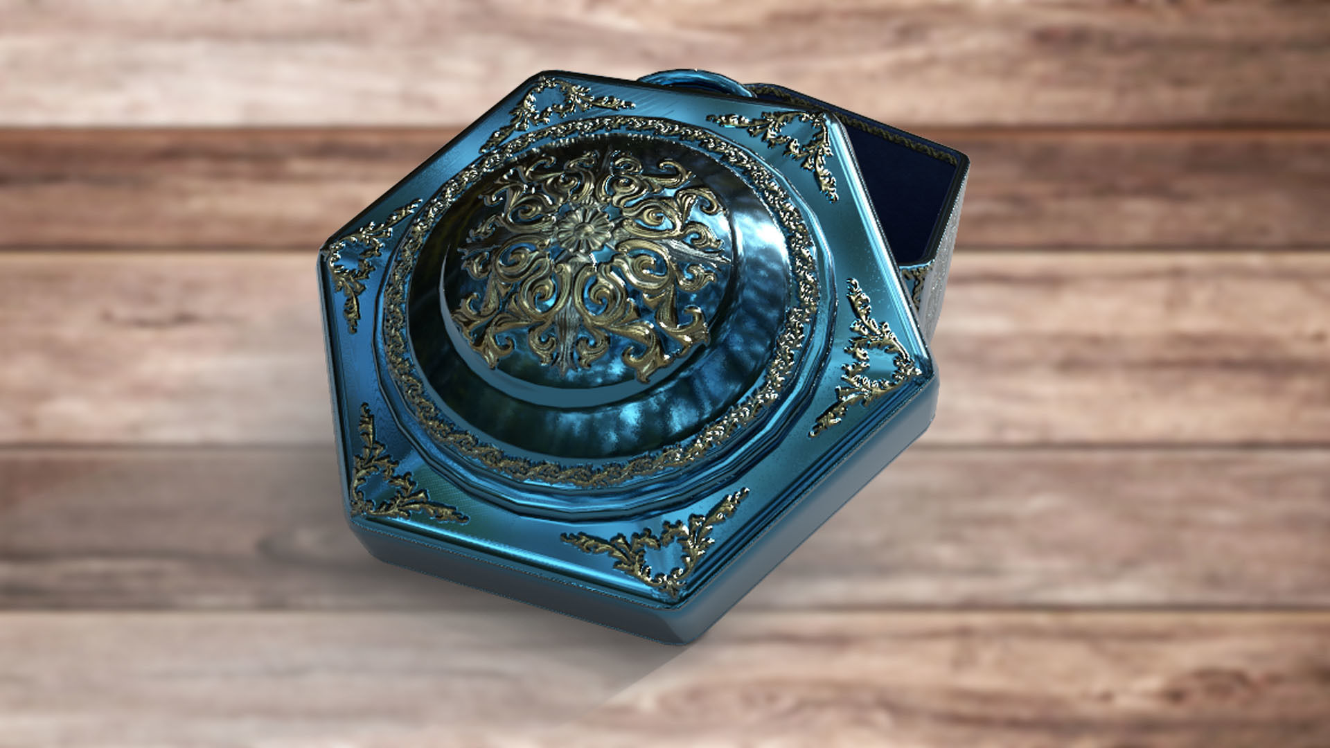 Vintage retro jewelry box PBR low-poly 3D model  Low-poly 3D model_2