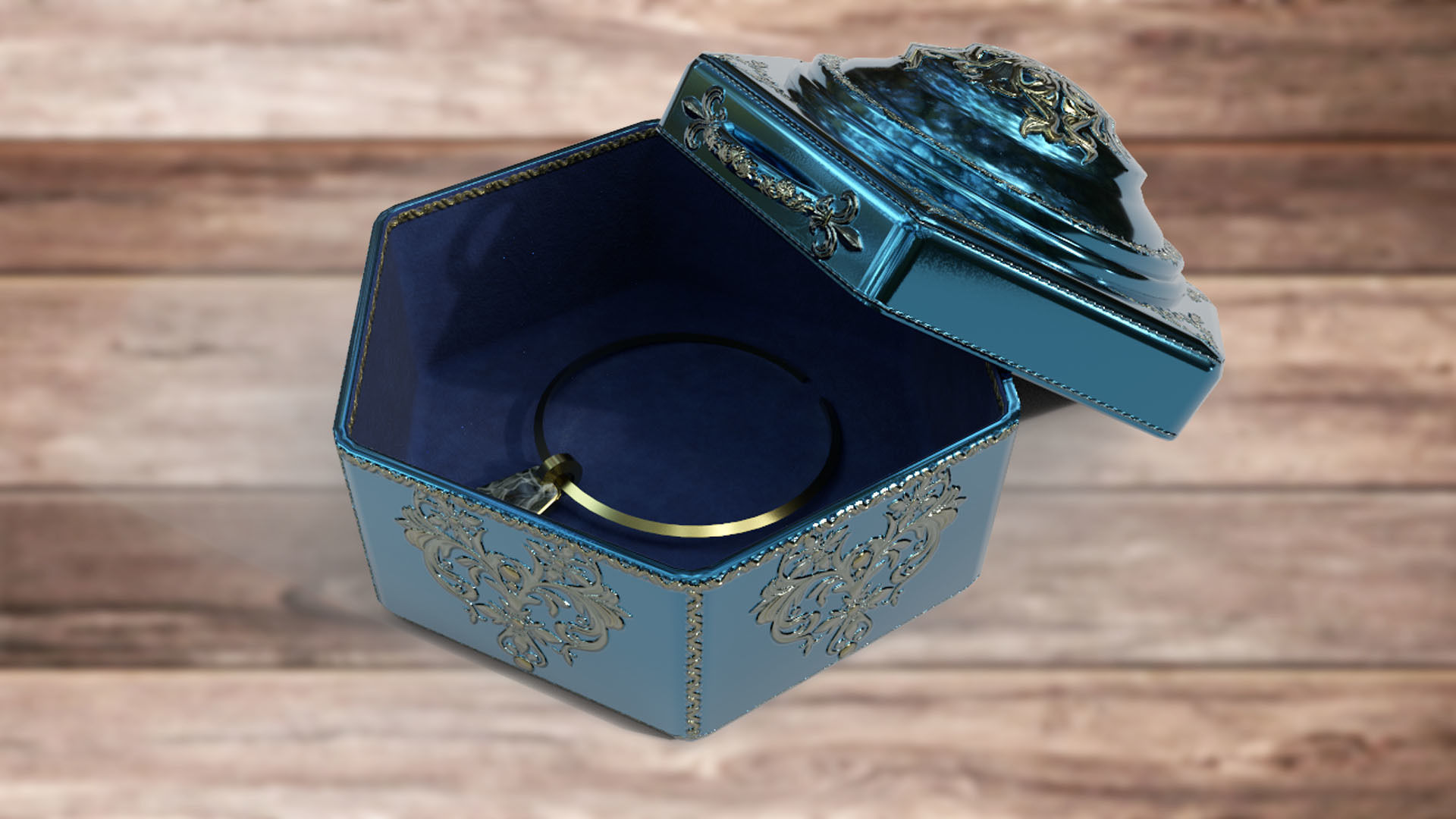 Vintage retro jewelry box PBR low-poly 3D model  Low-poly 3D model_4