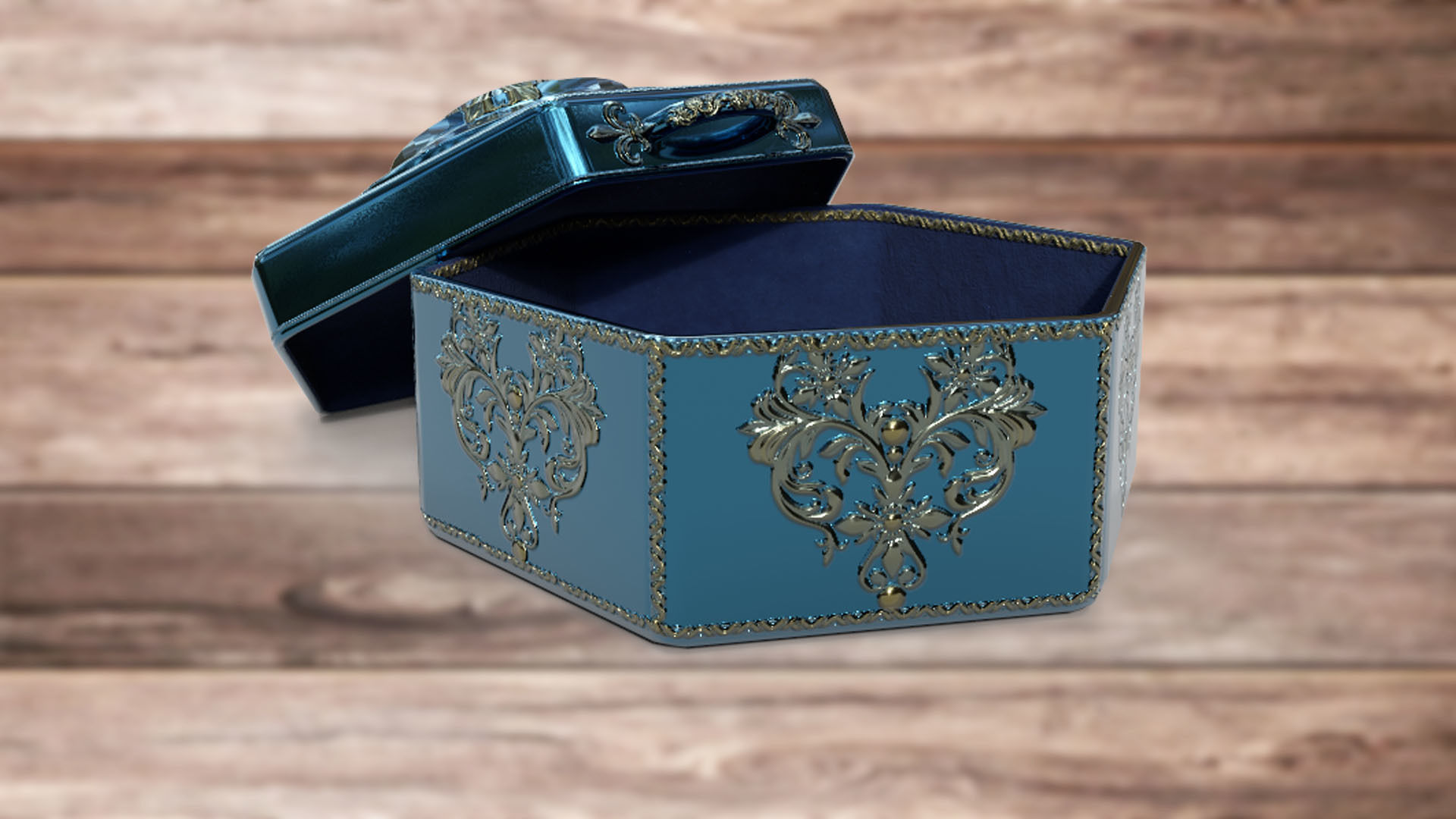 Vintage retro jewelry box PBR low-poly 3D model  Low-poly 3D model_1