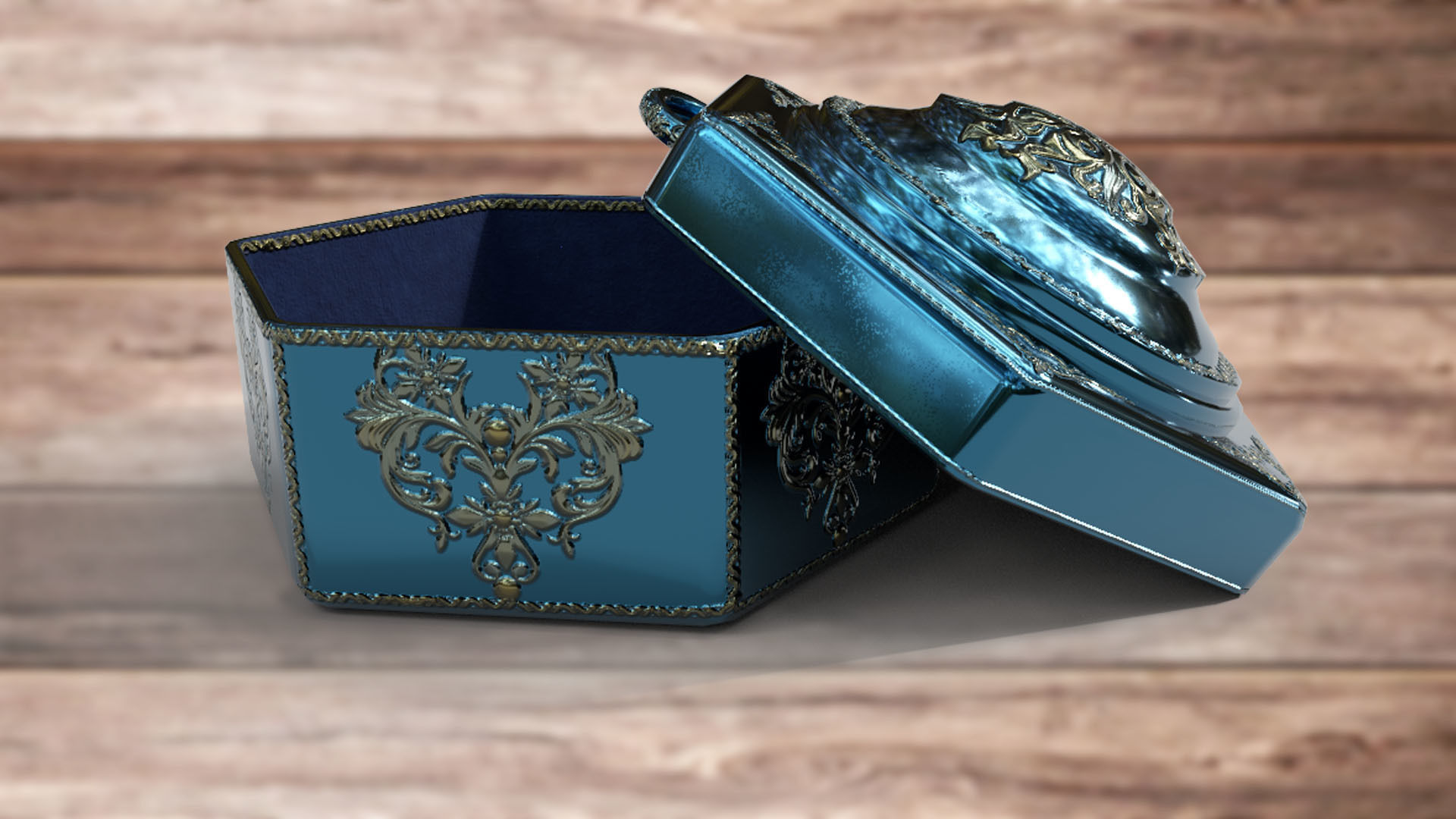 Vintage retro jewelry box PBR low-poly 3D model  Low-poly 3D model_3