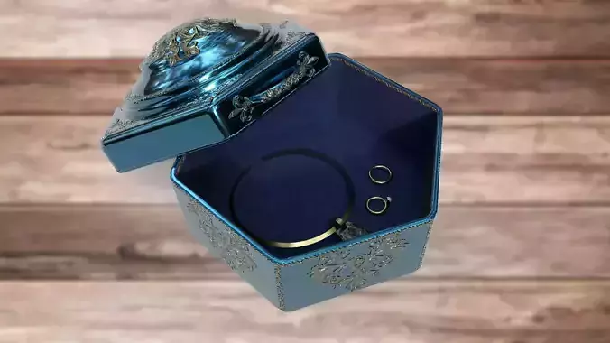 Vintage retro jewelry box PBR low-poly 3D model 
