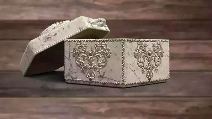 Vintage retro jewelry box PBR low-poly 3D model